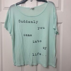 Forever 21 Mint Green Graphic Tee Women’s Size Small Short Sleeve Light Weight